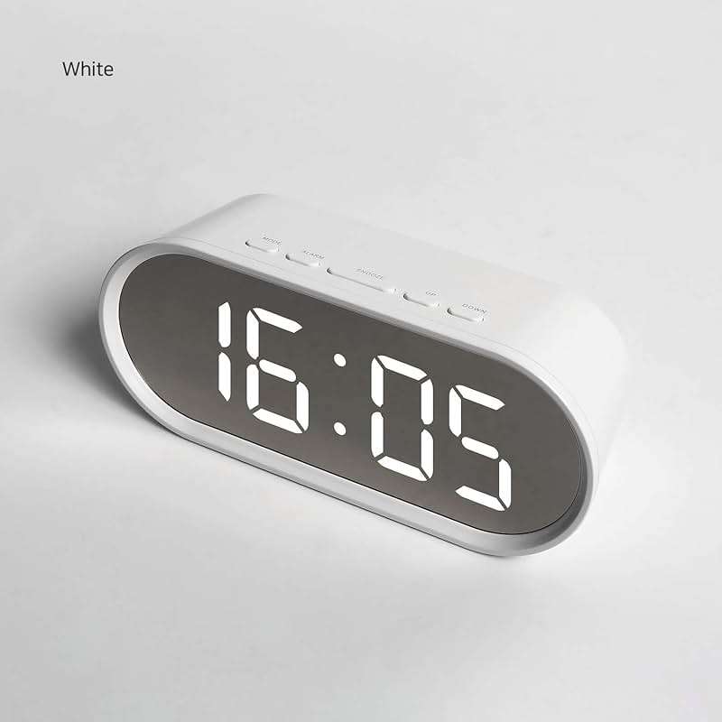 mooas Pop Mirror Digital Alarm Clock, LED Desk Clock with Nightlight, Snooze, Indoor Temperature, Battery Operated Small Size Clock for Kids Girls Bedroom Livingroom Office (White) - Image 4