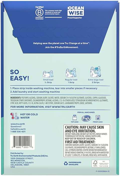 Tru Earth Compact Dry Laundry Detergent, Unscented - Up to 64 Loads (32 Sheets) | Liquidless Detergent, Travel | Packaging May Vary - Image 3