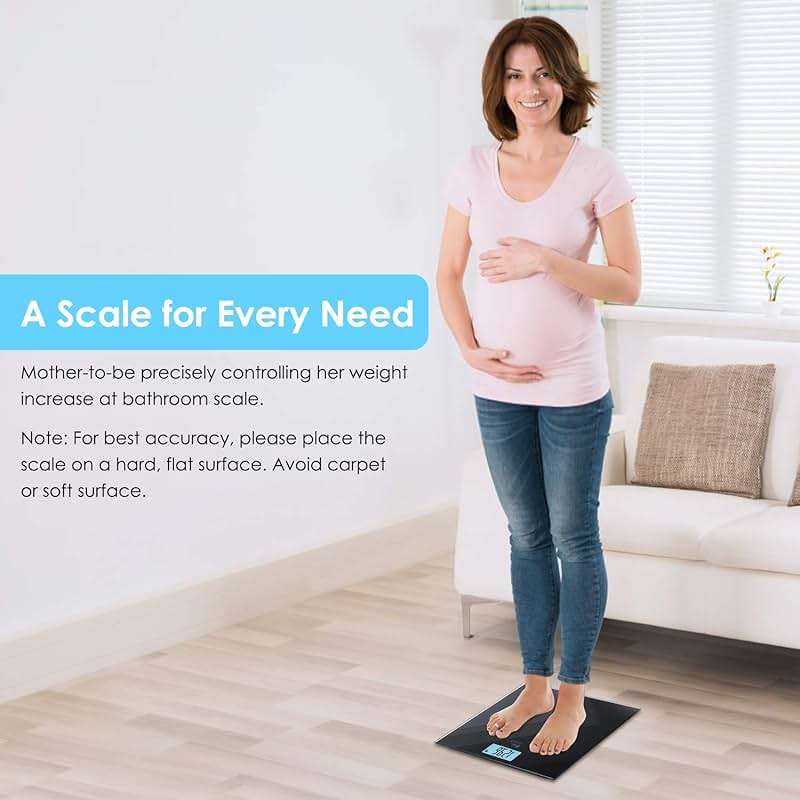 himaly Digital Body Weight Scale, Type C Rechargeable Bathroom Scale with Step-On Technology, Back Light Display, Digital Weight Scale, 400Ibs/180kg Capacity, 6mm Tempered Glass - Image 3