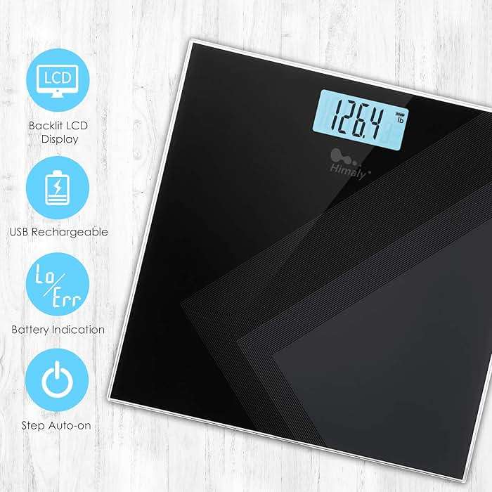himaly Digital Body Weight Scale, Type C Rechargeable Bathroom Scale with Step-On Technology, Back Light Display, Digital Weight Scale, 400Ibs/180kg Capacity, 6mm Tempered Glass - Image 6