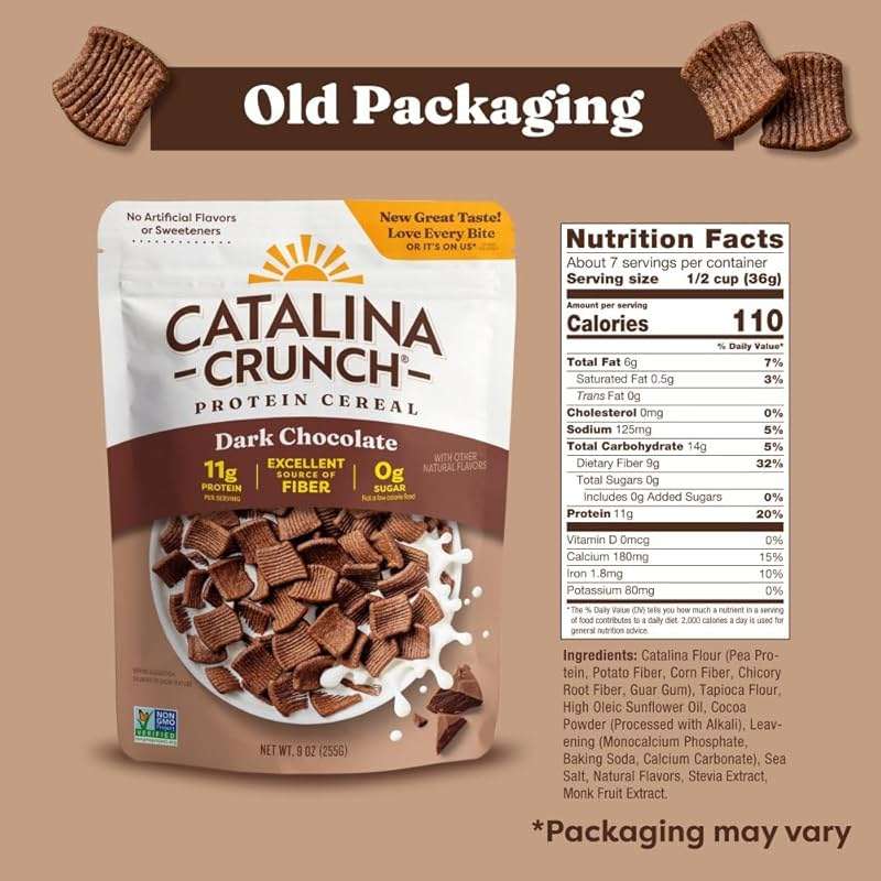 Catalina Crunch Dark Chocolate Keto Cereal (9Oz Bags) | Low Carb, Sugar Free, Gluten Free, Grain Free | Keto Snacks, Vegan, Plant Based | Breakfast Cereals | Keto Friendly Food - Image 3