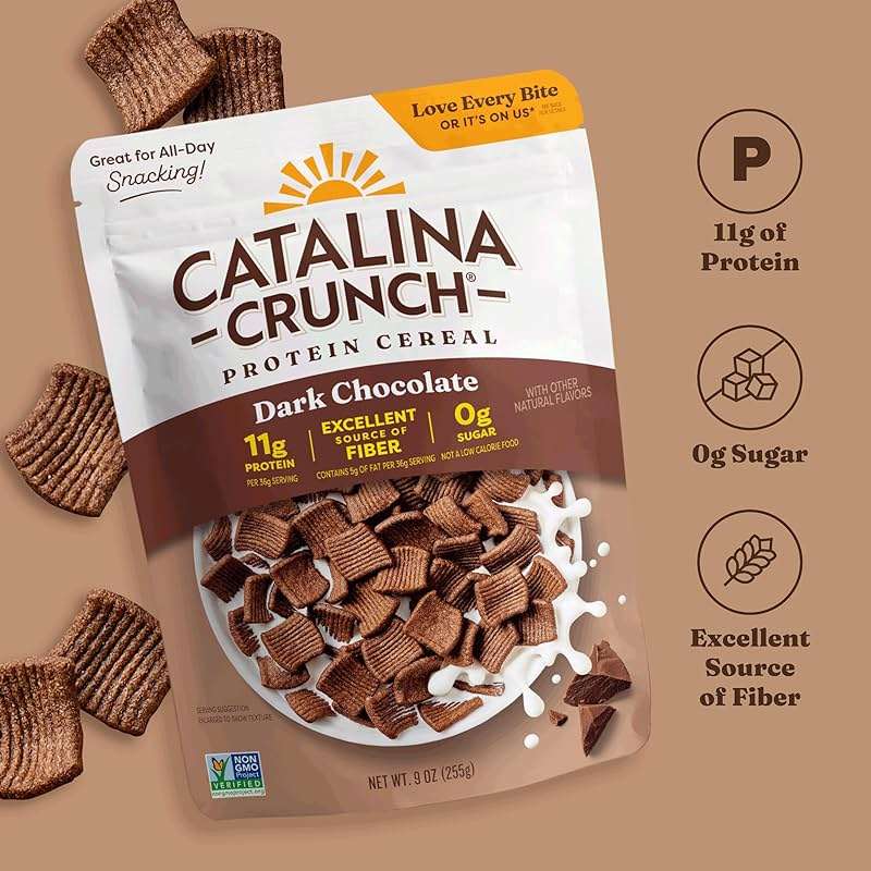 Catalina Crunch Dark Chocolate Keto Cereal (9Oz Bags) | Low Carb, Sugar Free, Gluten Free, Grain Free | Keto Snacks, Vegan, Plant Based | Breakfast Cereals | Keto Friendly Food - Image 4