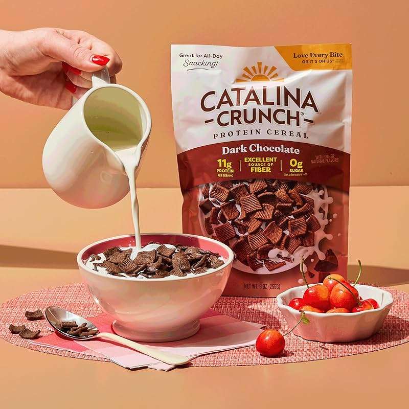 Catalina Crunch Dark Chocolate Keto Cereal (9Oz Bags) | Low Carb, Sugar Free, Gluten Free, Grain Free | Keto Snacks, Vegan, Plant Based | Breakfast Cereals | Keto Friendly Food - Image 6