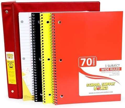 Elementary School Essentials Bundle | 1 Box - 91 Pieces per Box | School Supply Boxes - Back to School Essentials | Includes Binders, Folers, Notebooks, Filler Paper, Pencils, Notecards, Pens, & More - Image 3