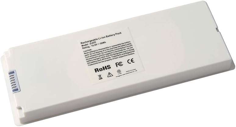 ARyee 59Wh 10.8V A1185 Laptop Battery Replacement for Apple MacBook 13 A1181 MA561 MA254 MA255 MB402 MB061 MB062 (Mid/Late 2006, Mid/Late 2007, Early/Late 2008, Early/Mid 2009) - Image 1