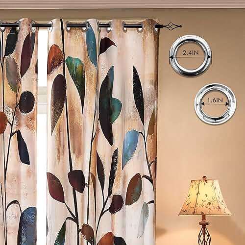SUBRTEX Light Flitering Curtains 52Wx84L, Room Darkening Vibrant Floral Drapes, 50% Blackout, Semi Sheer Boho Farmhouse Curtains for Living Room, Brown - Image 4