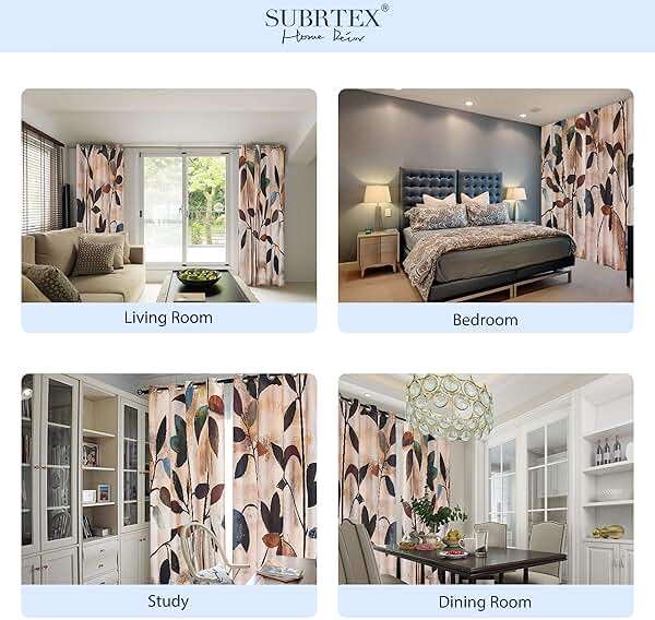 SUBRTEX Light Flitering Curtains 52Wx84L, Room Darkening Vibrant Floral Drapes, 50% Blackout, Semi Sheer Boho Farmhouse Curtains for Living Room, Brown - Image 6