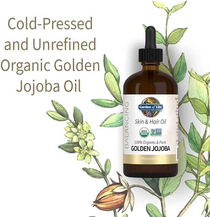 Garden of Life Jojoba Oil 100% Organic & Pure Golden Jojoba Oil for Hair, Skin and Face - Cold Pressed Body Oil, Massage, or Use as a Carrier Oil for Making Lip Balms & Body Butters, 4 fl - Image 2