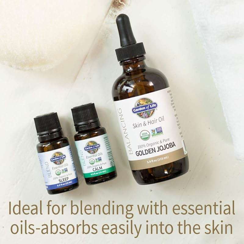 Garden of Life Jojoba Oil 100% Organic & Pure Golden Jojoba Oil for Hair, Skin and Face - Cold Pressed Body Oil, Massage, or Use as a Carrier Oil for Making Lip Balms & Body Butters, 4 fl - Image 3