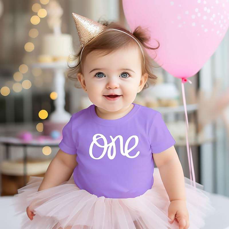 One 1st Birthday Shirt for Baby Girls First Birthday Outfit - Image 4