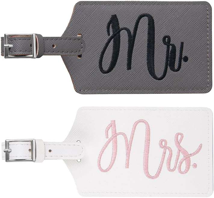 Mr and Mrs Tags, Wedding Gifts for Couples 2026, Personalized Engagement Gifts for Couples, Bridal Shower Gift for Newlyweds, Bride and Groom Travel Essentials - Image 1