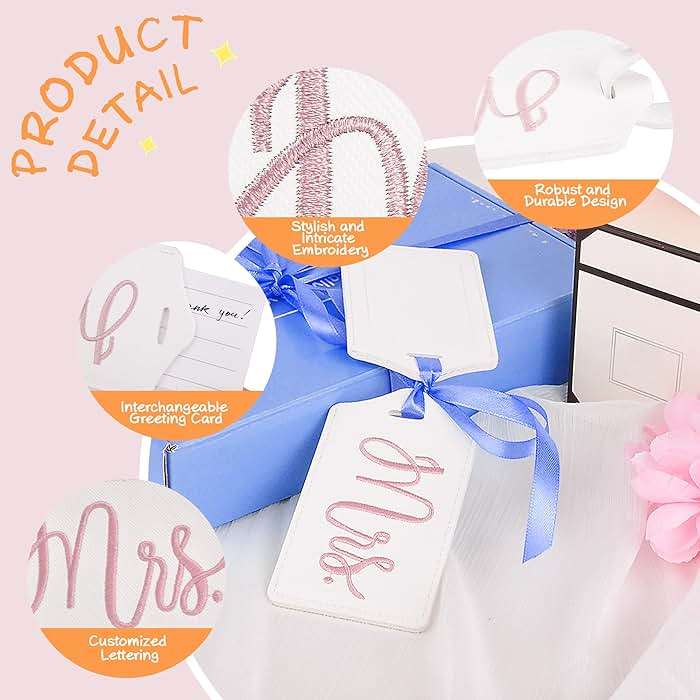 Mr and Mrs Tags, Wedding Gifts for Couples 2026, Personalized Engagement Gifts for Couples, Bridal Shower Gift for Newlyweds, Bride and Groom Travel Essentials - Image 4