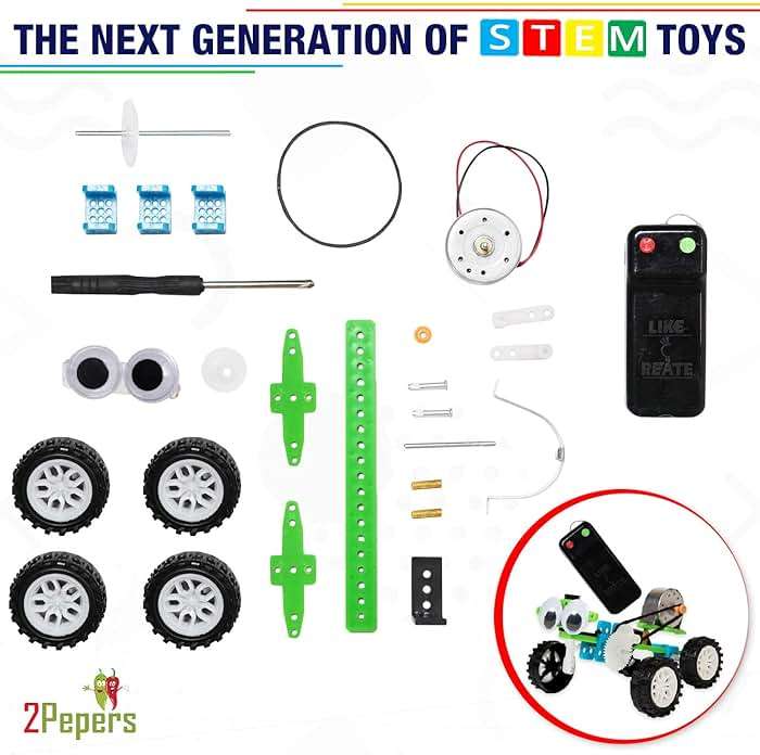 2Pepers Electric Motor Robotic Science Kits for Kids (4-in-1), DIY STEM Toys Kids Science Experiment Kits,Building Educational Robotics Kit for Boys and Girls,Circuit Engineering Science Project Kits - Image 3