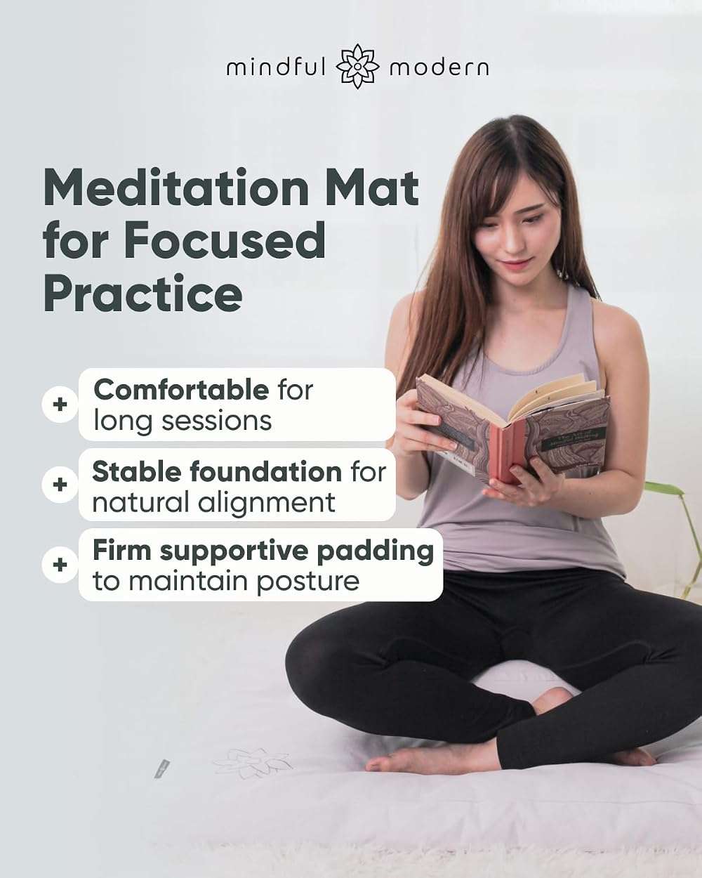 Mindful & Modern Zabuton Meditation Mat - Cotton Filled Yoga and Meditation Pad - Zabuton Meditation Cushion for Kneeling and Sitting Support - Large Rectangular Sitting Floor Pillow for Bench or Zafu - Image 2