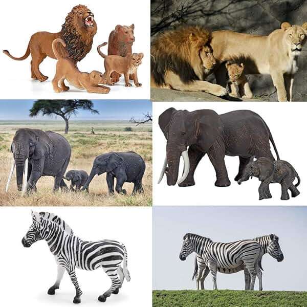Safari Zoo Animals Figures Toys, 14 Piece Realistic Jungle Animal Figurines, African Wild Plastic Animals with Lion, Elephant Educational Learning Playset for Toddlers, Birthday Gifts Christmas - Image 3