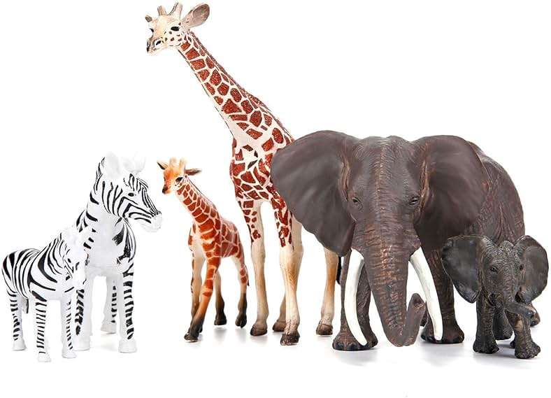Safari Zoo Animals Figures Toys, 14 Piece Realistic Jungle Animal Figurines, African Wild Plastic Animals with Lion, Elephant Educational Learning Playset for Toddlers, Birthday Gifts Christmas - Image 6