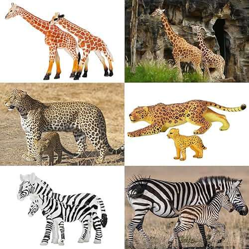 Safari Zoo Animals Figures Toys, 14 Piece Realistic Jungle Animal Figurines, African Wild Plastic Animals with Lion, Elephant Educational Learning Playset for Toddlers, Birthday Gifts Christmas - Image 8