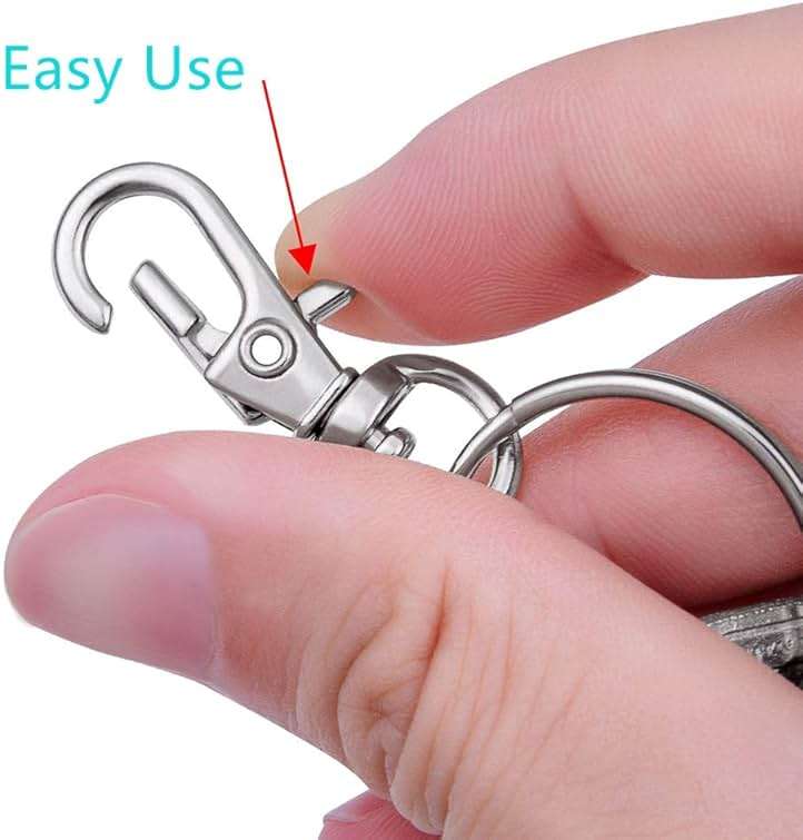 120PCS Premium Swivel Lanyard Snap Hook with Key Rings, Metal Keychain Hooks for Jewelry Making, Crafts (Silver) - Image 3