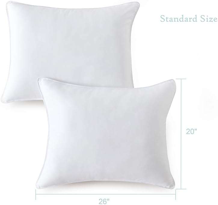 Seward Park Bed Pillow Standard Size Set of 2, Shams Insert 20 x 26 inch, Down Alternative Cooling Pillows for Stomach, Side or Back Sleeper - Image 3