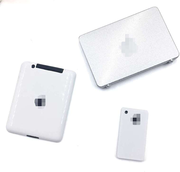 3 Pack Dollhouse Mini Laptop Tablet and Smart Phone Scene Computer Simulation Accessories for Doll 1/6 1/12 Miniatures Silver - Image 5