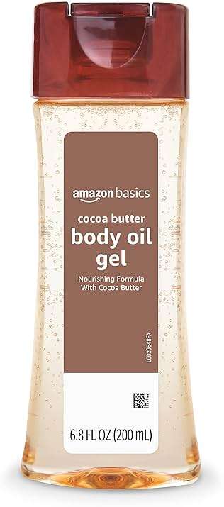 Amazon Basics Body Oil Gel with Cocoa Butter, Paraben Free, for Very Dry Skin, 6.8 Fl Oz, 1-Pack (Previously Solimo) - Image 1