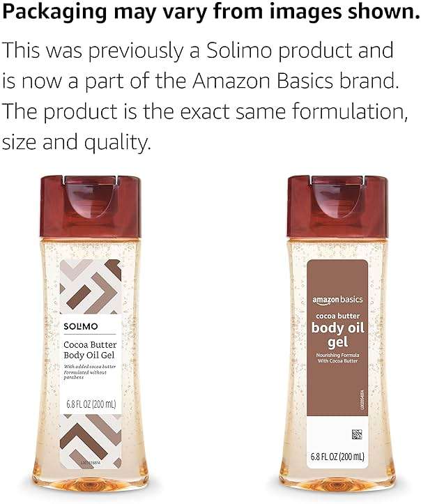 Amazon Basics Body Oil Gel with Cocoa Butter, Paraben Free, for Very Dry Skin, 6.8 Fl Oz, 1-Pack (Previously Solimo) - Image 2