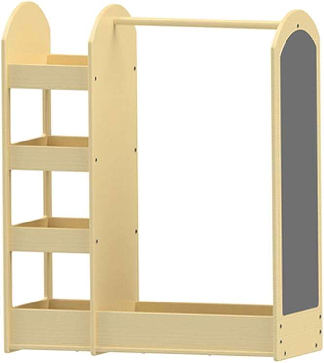 Contender Wooden Kids Fashion Pretend Dress-Up Station, Toddlers Clothing and Shoes Closet, Montessori Kids Room Furniture with Mirror & Side Hooks for Costume Storage - Image 4