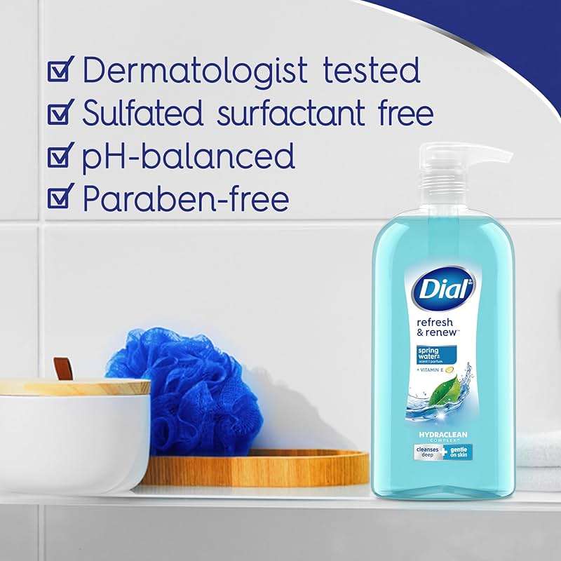 Dial Body Wash, Refresh & Renew Spring Water, 23 Fl Oz (Pack of 3), Hydraclean Complex & Vitamin E, Gentle, Leaves Skin Feeling Nourished, Dermatologist-Tested, No Parabens & Sulfates - Image 2