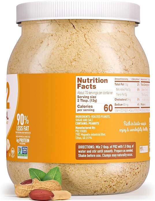 PB2 Original Powdered Peanut Butter - [32 Ounce Jar] 6g of Protein, 90% Less Fat, Certified Gluten Free, Only 60 Calories per Serving, Perfect for Protein Shakes, Smoothies, and Low-Carb, Keto Diets - Image 8
