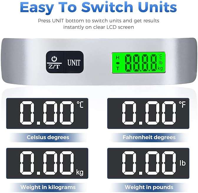 Digital Luggage Scale, WGGE Travel Luggage Weight Scale, Max 110lbs/50kg Baggage Scale with Backlit LCD Display - Image 4
