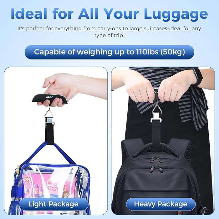 Digital Luggage Scale, WGGE Travel Luggage Weight Scale, Max 110lbs/50kg Baggage Scale with Backlit LCD Display - Image 5