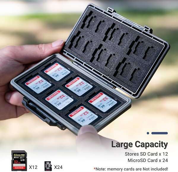 36 Slots Memory Card Case Water-Resistant Anti-Shock Memory Card Wallet for 24 Micro SD SDXC SDHC TF Cards and 12 SD SDXC SDHC Cards | Compact Micro SD Card Holder Wallet for 24 Micro SD SDXC SDHC TF Cards and 12 SD SDXC SDHC Cards, Ergonomic Locking Systerm - Image 2