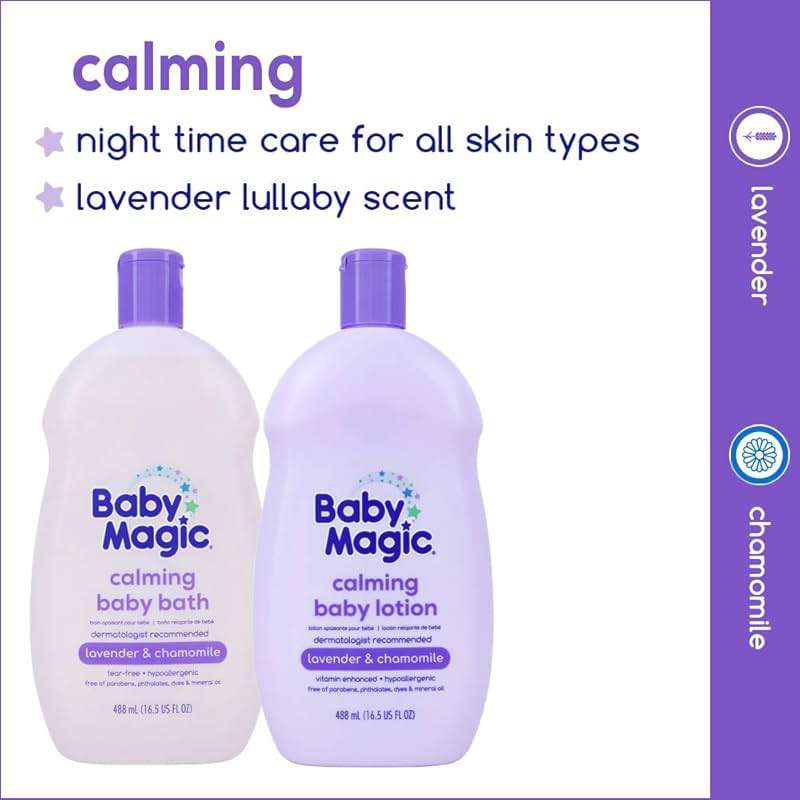 Baby Magic Calming Baby Bath, Lavender & Chamomile Scent, Specially Formulated for Baby's Delicate Skin, Made with Calendula, Tear Free, Hypoallergenic, Dermatologist Recommended, 9 Fl Oz - Image 5