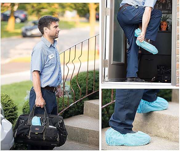 G & F Products Disposable Shoe Covers, Slip-Resistant Booties, Heavy-Duty, Waterproof, Elastic Band, Non-Slip Silicone Sole, Reusable, Protects Floors, Blue, 11 Us Men & 13 Us Women, X-L 100 Pieces - Image 7