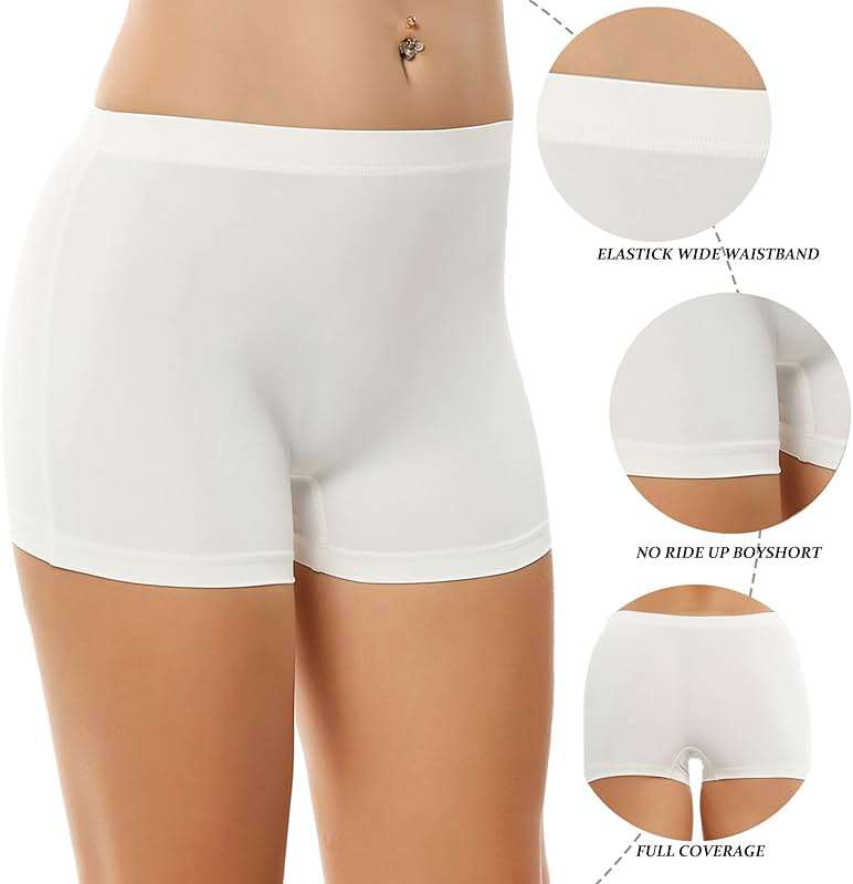 Ekouaer Boyshort Panties Women's Soft Underwear Briefs Invisible Hipster 3 Pack Seamless Boxer Brief Panties S-XXL - Image 3