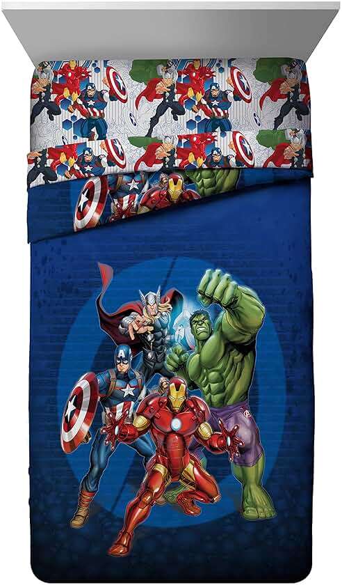 Marvel Avengers Kids Comforter Set, 5 Piece Full Size Bed in a Bag, Reversible, Captain America, Iron Man, Hulk, Thor - Super Soft Fade Resistant Machine Washable Microfiber (Official Marvel Product) - Image 4