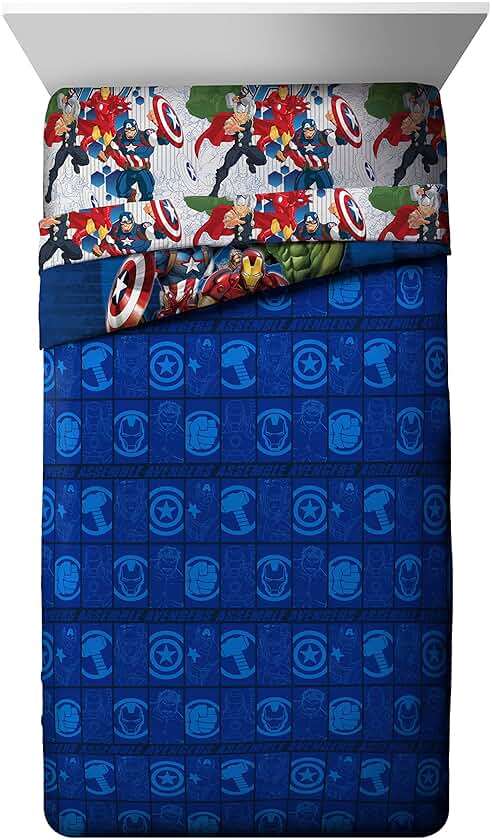 Marvel Avengers Kids Comforter Set, 5 Piece Full Size Bed in a Bag, Reversible, Captain America, Iron Man, Hulk, Thor - Super Soft Fade Resistant Machine Washable Microfiber (Official Marvel Product) - Image 5