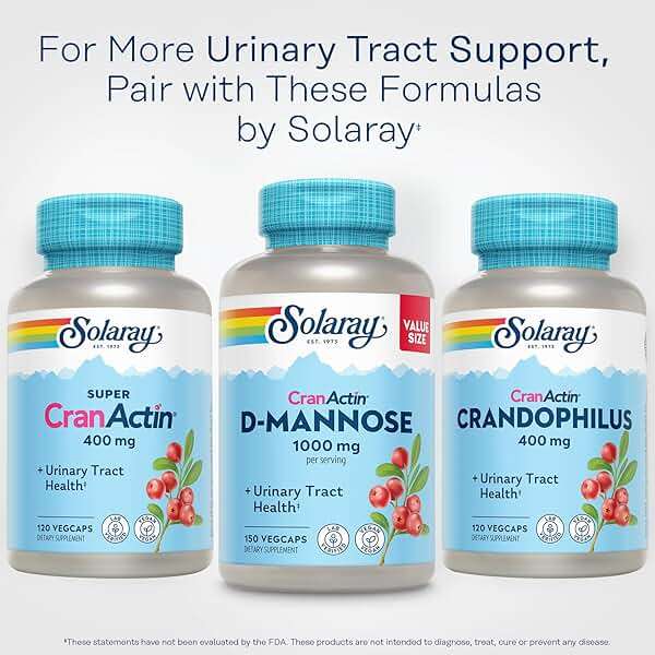 Solaray D-Mannose 1000mg with CranActin Cranberry Supplement 400mg, Urinary Tract Health & Bladder Support Capsules with Vitamin C, Vegan, 60 Day Guarantee, 75 Servings, 150 VegCaps - Image 6