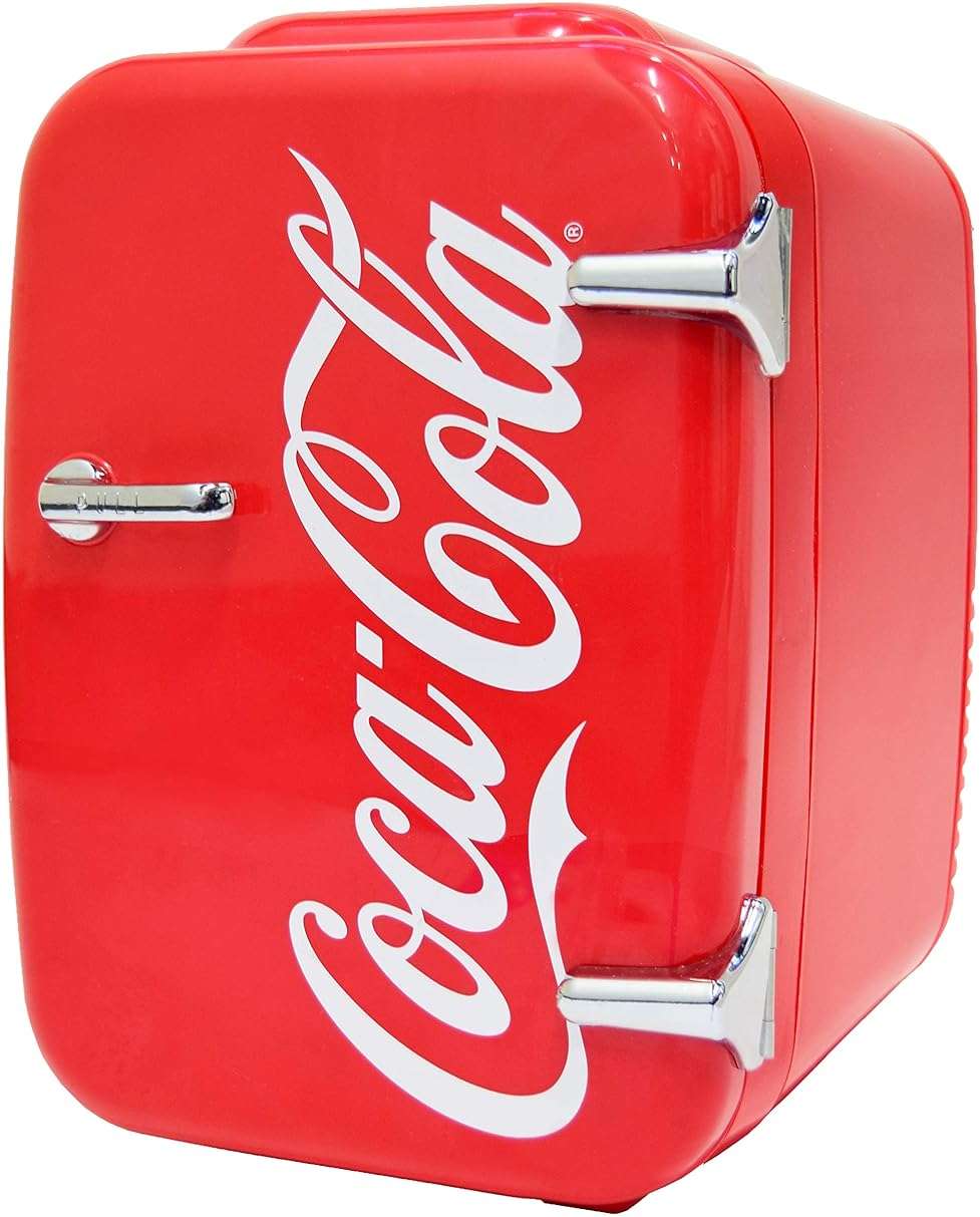 Cooluli Retro Coca-Cola Mini Fridge for Bedroom - Car, Office Desk & College Dorm Room - 4L/6 Can 12V Portable Cooler & Warmer for Food, Drinks & Skincare - AC/DC and Exclusive USB Option (Coke, Red) - Image 1