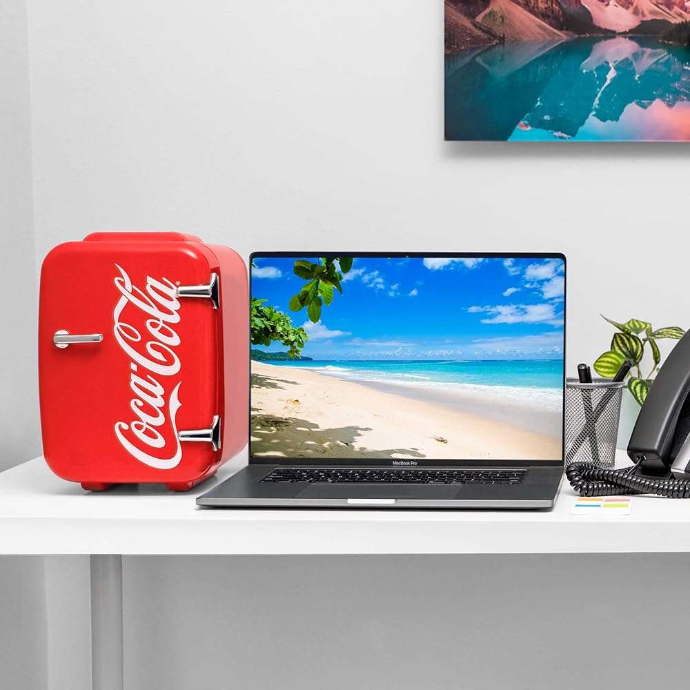 Cooluli Retro Coca-Cola Mini Fridge for Bedroom - Car, Office Desk & College Dorm Room - 4L/6 Can 12V Portable Cooler & Warmer for Food, Drinks & Skincare - AC/DC and Exclusive USB Option (Coke, Red) - Image 2