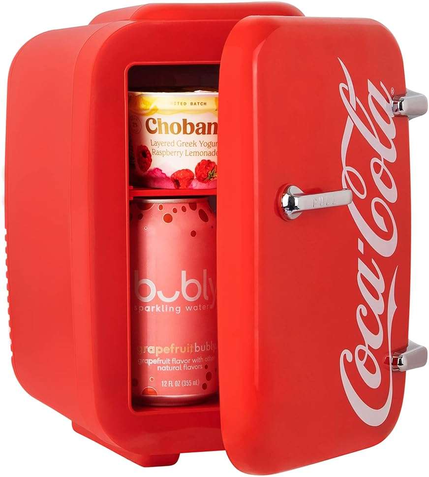 Cooluli Retro Coca-Cola Mini Fridge for Bedroom - Car, Office Desk & College Dorm Room - 4L/6 Can 12V Portable Cooler & Warmer for Food, Drinks & Skincare - AC/DC and Exclusive USB Option (Coke, Red) - Image 4