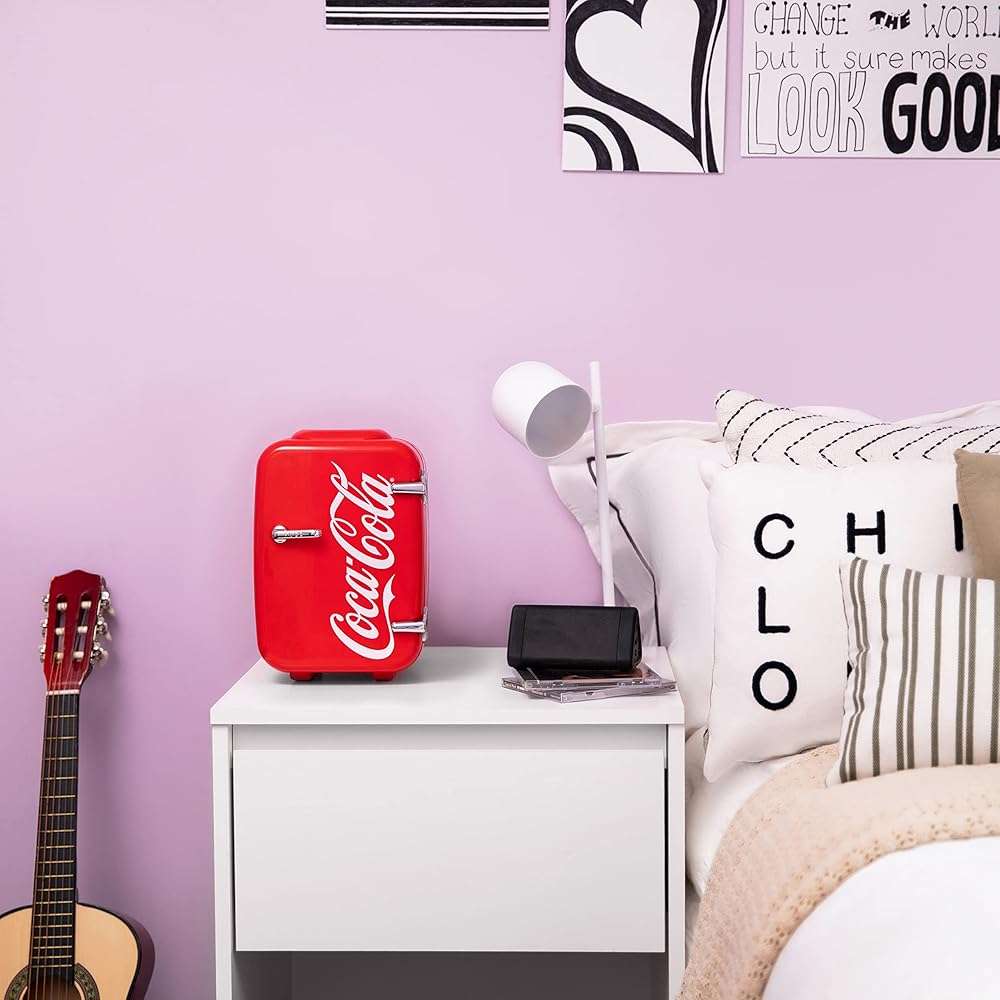 Cooluli Retro Coca-Cola Mini Fridge for Bedroom - Car, Office Desk & College Dorm Room - 4L/6 Can 12V Portable Cooler & Warmer for Food, Drinks & Skincare - AC/DC and Exclusive USB Option (Coke, Red) - Image 6