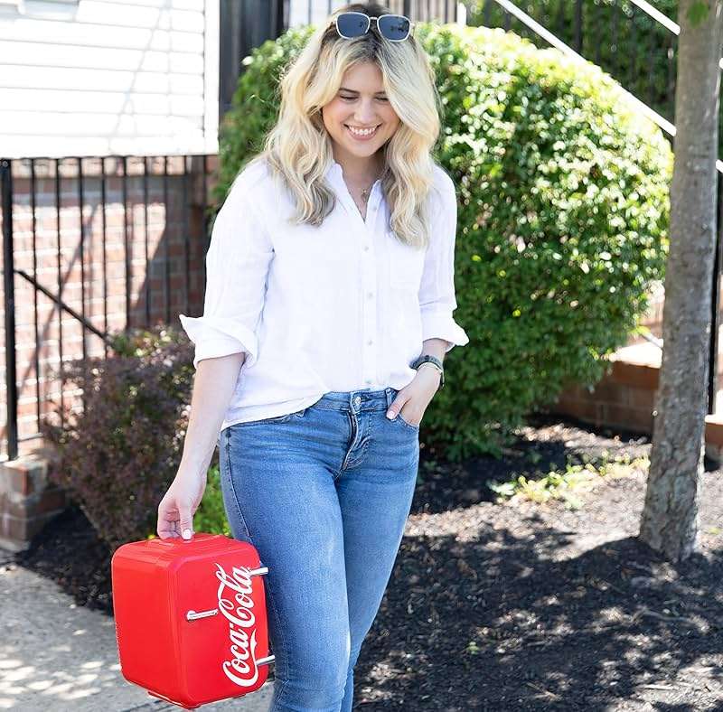 Cooluli Retro Coca-Cola Mini Fridge for Bedroom - Car, Office Desk & College Dorm Room - 4L/6 Can 12V Portable Cooler & Warmer for Food, Drinks & Skincare - AC/DC and Exclusive USB Option (Coke, Red) - Image 7