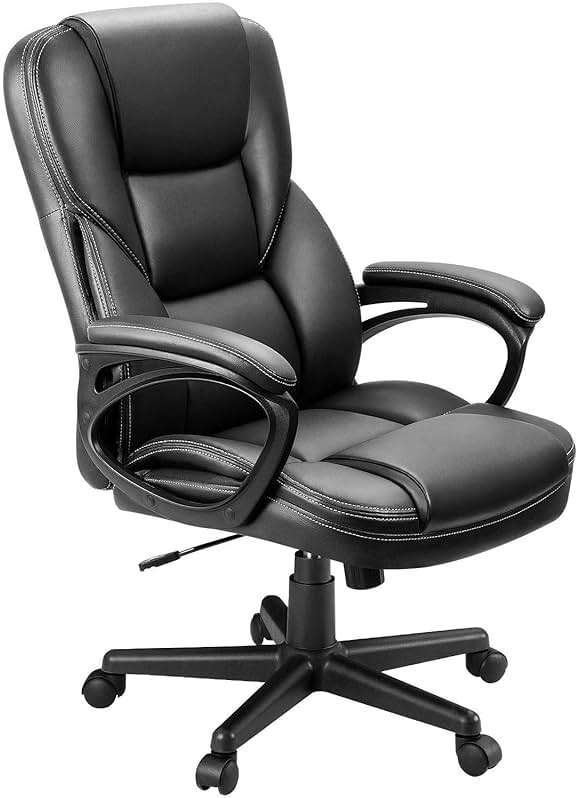 Furmax Office Executive Chair High Back Adjustable Managerial Home Desk Chair, Swivel Computer PU Leather Chair with Lumbar Support (Black) - Image 1