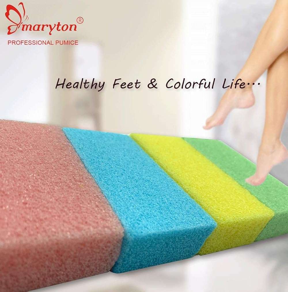 Maryton Pumice Sponge for Feet, Ultimate Pedicure Stone Callus Remover & Foot Scrubber Bulk Pack of 4(Assorted Colors) - Image 5