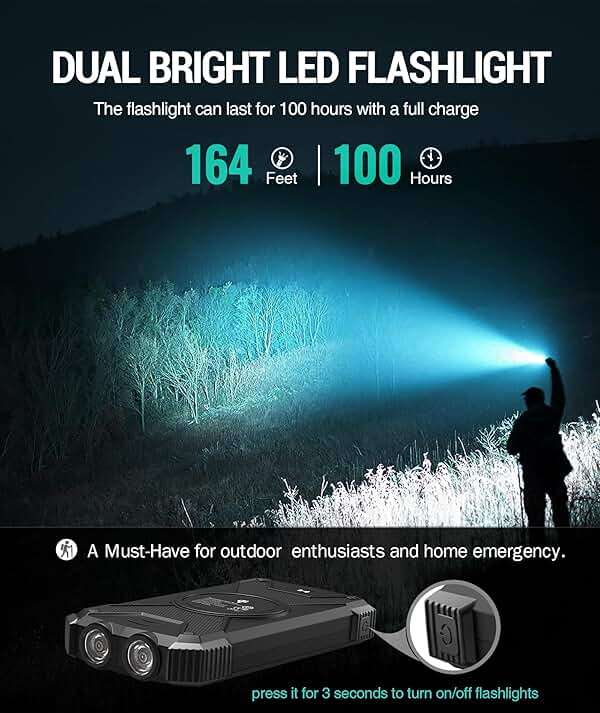 BLAVOR Solar Power Bank 10,000mAh, Portable Wireless Charger, 20W Fast Charging External Battery Pack with USB C for Cell Phones, Solar Panel Charging with Dual Flashlight for Camping - Image 7