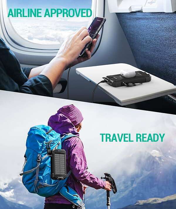 BLAVOR Solar Power Bank 10,000mAh, Portable Wireless Charger, 20W Fast Charging External Battery Pack with USB C for Cell Phones, Solar Panel Charging with Dual Flashlight for Camping - Image 8