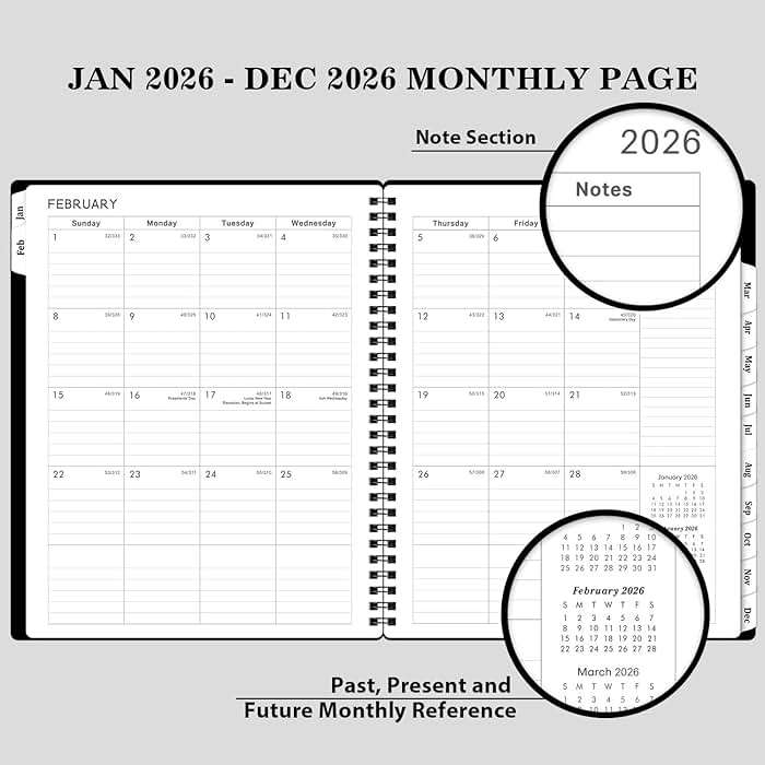 BooQool Planner 2026-2027 for Office, School, Home - Spiral Bound Academic Monthly Weekly Calendar July 2026 - June 2027 Organizer with To Do List, Tabs & PP Cover 8" x 10" - Image 4