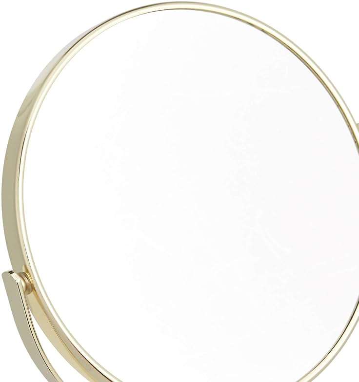 Amazon Basics 360° Rotation Double Sided Vanity Mirror, 1X/5X Magnification, Tabletop Mount, Iron Frame, 7.2"L x 4.92"W, Gold - Image 4