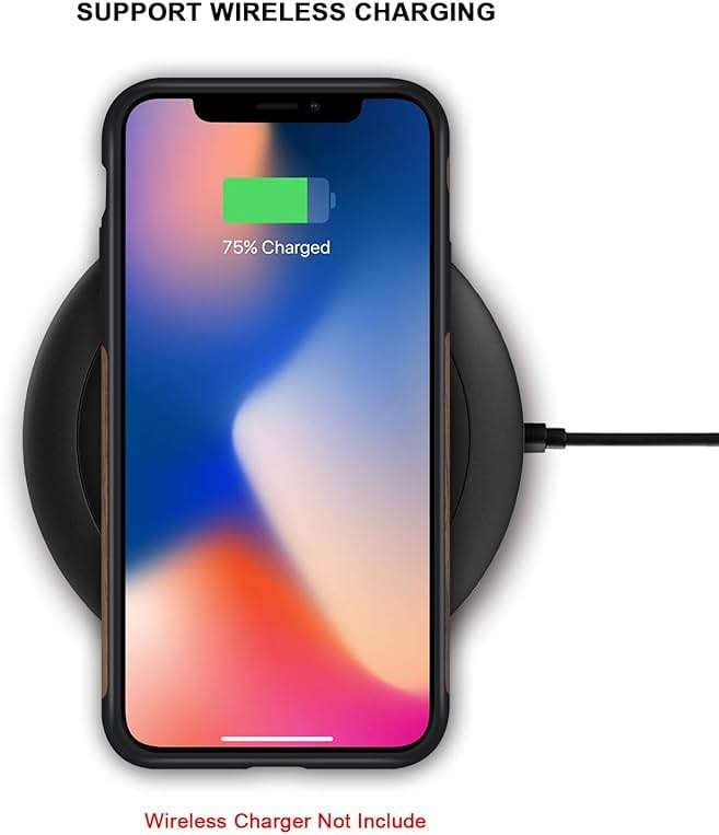 TENDLIN Compatible with iPhone XR Case Wood Grain with Carbon Fiber Texture Design Leather Hybrid Slim Case Compatible with iPhone XR (Carbon & Leather & Wood) Black - Image 7